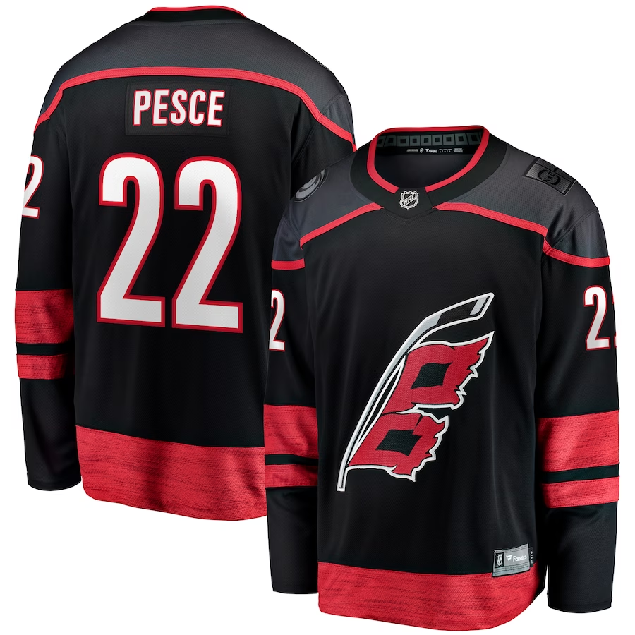 Men's Carolina Hurricanes Brett Pesce #22 Black Jersey